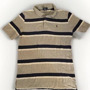 Polo Ralph Lauren T-Shirt Men's XL Gray Navy Blue White Striped Rugby VTG